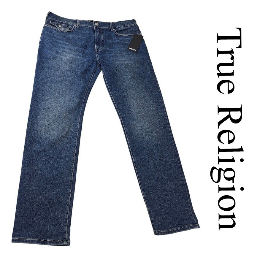 True Religion Rocco Jeans Men 36 Blue Cotton Relaxed Skinny Flap Pocket Designer
